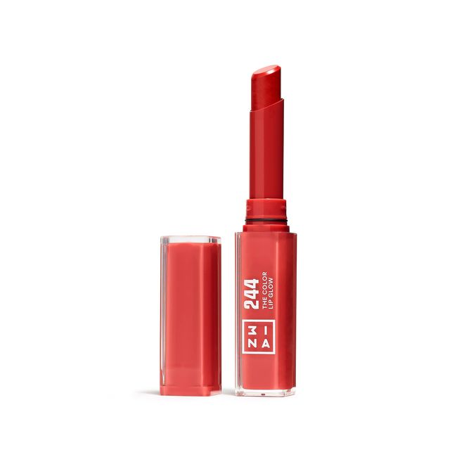 3ina Makeup - The Color Lip Glow 244 - Leuchtendes Rot Lippenstift - Glowy Saftige Lippen-Stift mit Vitamin E für Lippen zu Nähren - Lippenbalsam Hochpigmentiert - Vegan - Cruelty Free