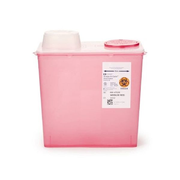 8 Quart Red Chimney Top Sharps Container, 1 ea