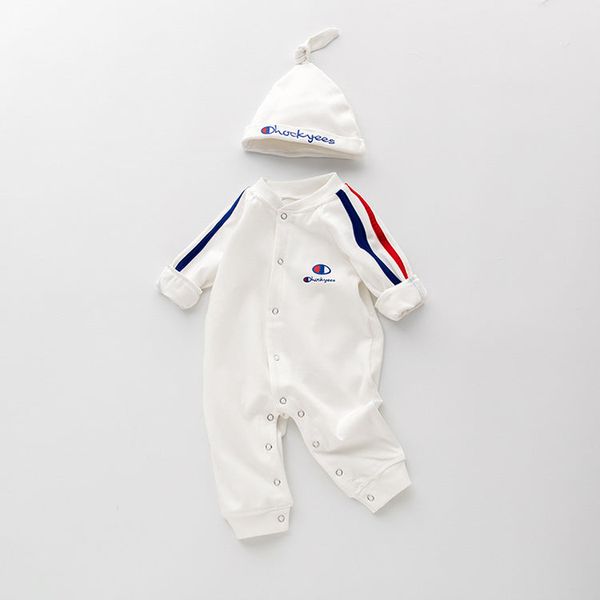 Baby 1pcs Solid Color Contrast Tape Design Pure Cotton Romper Jumpsuit - 80 (9-12M) / White