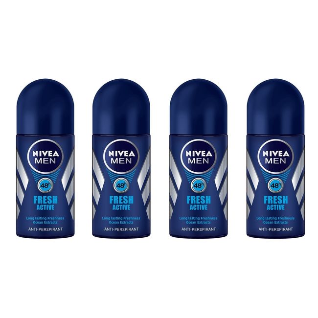 (Pack of 4) Nivea Fresh Active Anti-perspirant Deodorant Roll On for Men 50ml - (4 Pack) Nivea Fresh Active Antiperspirant Deodorant Roll On For Men 50ml