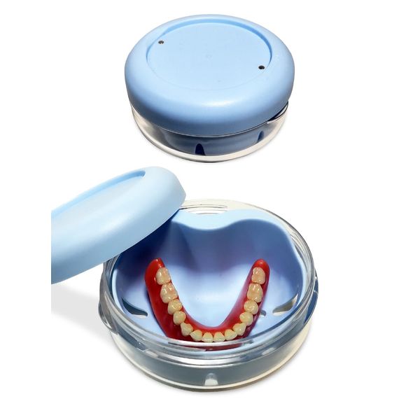 Denture Case [Dental Hygienist/Supervision] [Safe Sealed Design] Mouthpiece Case Retainer Case Cleaning Case Denture Cleaning Case Cleaning Agent Partial Denture Case Mizuku (Blue, Single Item)