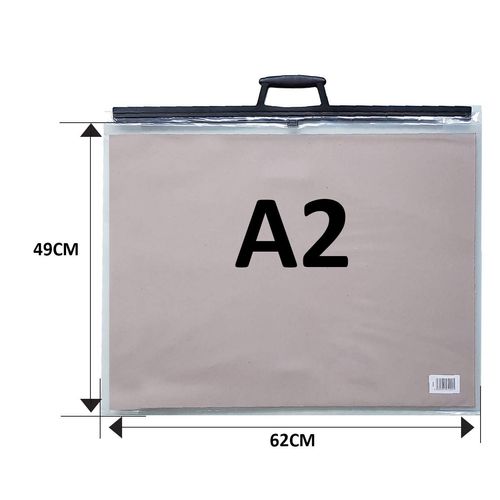 A1 A2 A3 A4 Clear Art Work Carry CASE Portfolio Art File Folder School Holdall Print Sleeve Storage with Black Handel (A2 for 420 x 594 mm)
