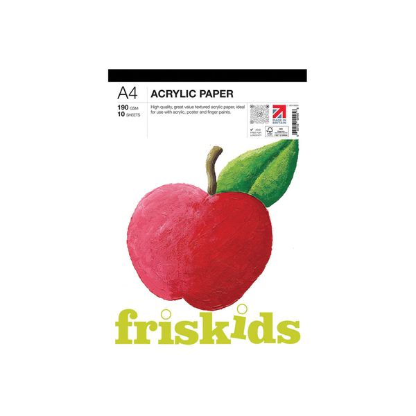 Friskids ids Acrylic Pad 190gsm 10sheets A4, White