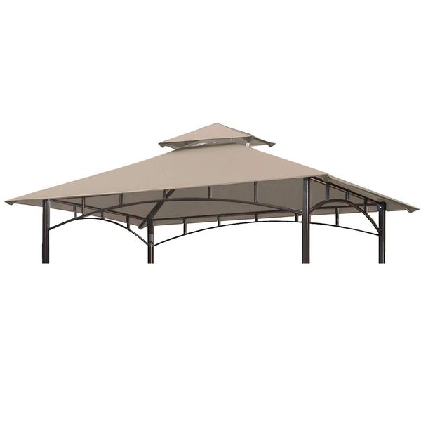 OLILAWN Grill Gazebo Replacement Canopy Roof, 5' x 8' Outdoor BBQ Gazebo Canopy Top Cover, Double Tired Grill Shelter Cover with Durable Polyester Fabric, Fit for Model L-GG001PST-F, Khaki