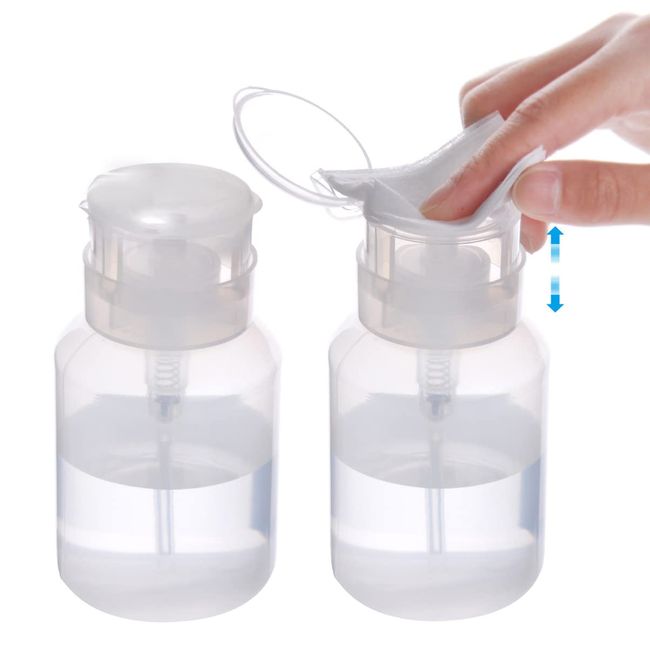 Biutee 200ml Liter Empty Pump Bottle Set of 2 Nail Cleaner Bottle Pump Dispenser 200ml Gel Cleaner/Gel Remover