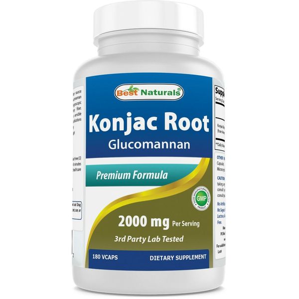 Konjac Root 2000mg Glucomannan 180 Caps Gluten Free