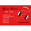 Dj Headphones Red Personalised Business Cards