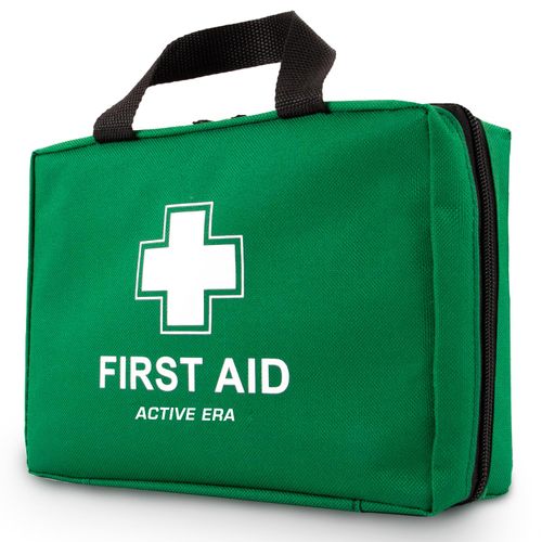 Premium First Aid Kit 220 Piece - Includes Eyewash, 2 x Cold (Ice) Packs and Emergency Blanket for Home, Office, Car, Caravan, Workplace, Travel and Sports (Green)
