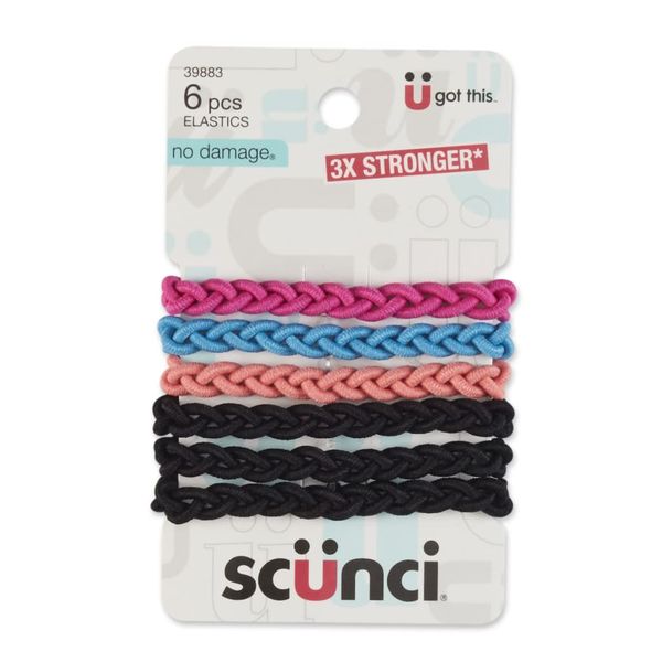 Scunci Everyday and Active Strand Elastics | Assorted Colors | 6-Pcs per Pack | 1-Pack
