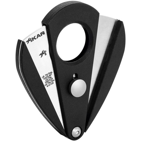 Xikar Xi2 Cigar Cutter - Precision Double Guillotine Cigar Snipper with 440 Stainless Steel Blades, Noir Finish | Rockwell C Rated 54 to 60 Ring Gauge Cigar Clipper - Ergonomic Teardrop Design