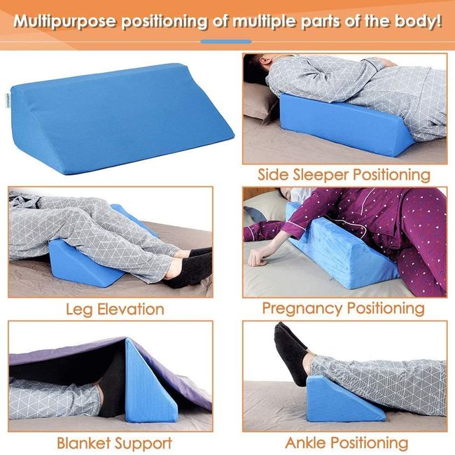 NEPPT Bed Wedges & Body Positioners Wedge Pillow Side Sleeper Medical Wedges for Adults Bed Sore 30 Degree Incline Pillow for Ankle/Leg Elevation Post Surgery Triangle Foam Wedge for Back Pain (Blue)