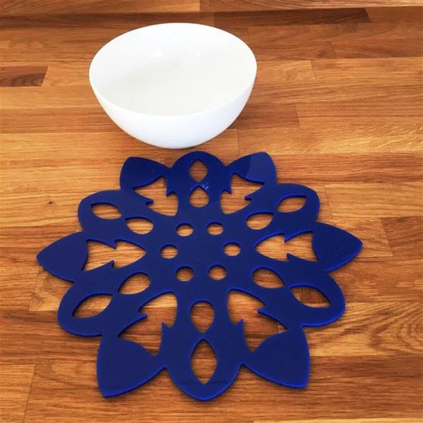 Snowflake Placemat Set - Gloss Bright Blue 4 Placemats Standard 28cm