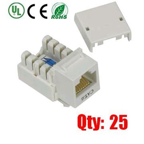 iMBAPrice (Pack of 25 White Cat6 Punch Down RJ45 Keystone Jack