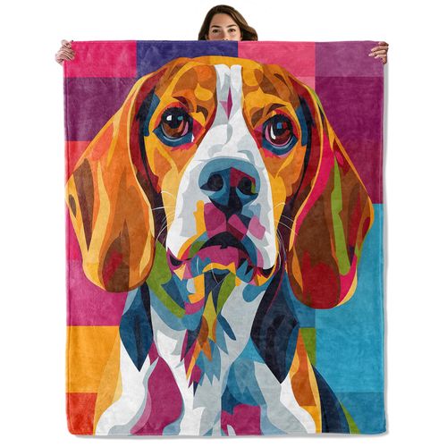 Colorful Beagle Dog Throw Blanket for Boys Girls Kids Adults Women, Fuzzy Warm Soft Cozy Flannel Blankets Gifts for Bedroom, Couch, Travel, Home Decor 50x60 in