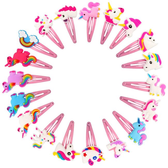 tiopeia 20 PCS Unicorn Hair Clips Cute Unicorn Hair Barrettes Cartoon Hairpins for Kids Girls Children