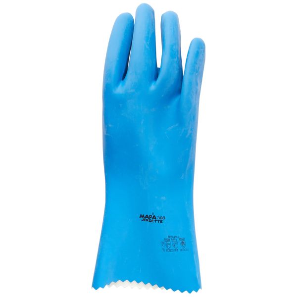 Mapa Professional JERSETTE 308 – Food Safe Gloves in Latex, Waterproof Gloves, Blue, Size 8 Protective Gloves (1 Pair)