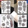 Inateannal 4 Sheets Black Lace Tattoo Stickers for Bridal Wedding Vintage Floral Hand Back Fake Tattoo Body Transfers Temporary Tattoo Stickers for Women Girls