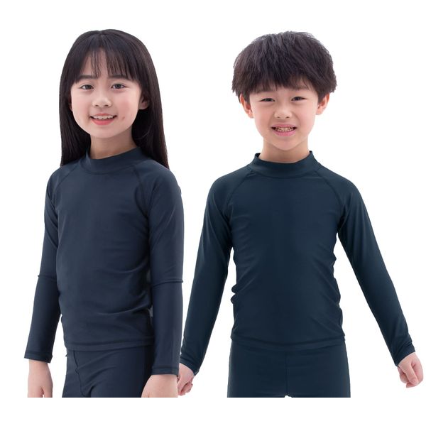 Acclis al21018 Rashguard, Kids' School, Long Sleeve Shirt, T-Shirt, Solid, Unisex, Boys, Girls, Juniors, Children, Children, Elementary School, Middle School, Navy, Navy, 120, 130, 140, 150, 160, 170,