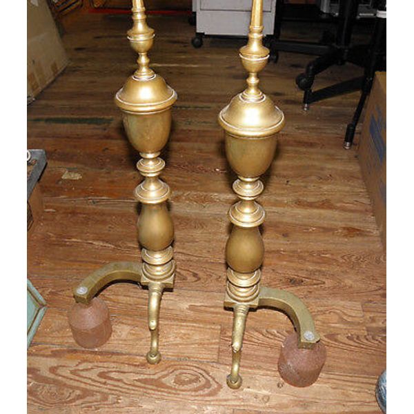 Brass Andirons From Pre 1954 Saved From A Burning House