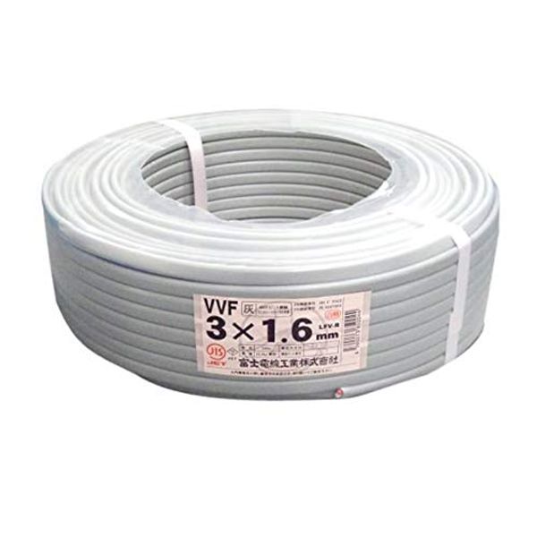 Fuji Electric Wire Sold Sold Color VVF Cable, 0.06 inch (1.6 mm) x 3 Cores, Sold in 3.3 ft (1 m) Units, VVF 1.6 x 3C