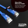 rhinocables Flat Ethernet Cat5e Network Patch Cable Slim Thin Low Profile LAN Patch Internet Lead for Xbox, PS4, Modem, Router, PC, Smart TV, Android Box 'Blue, 15m'