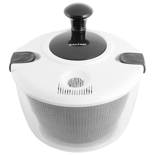 Salter BW12003EU7 Salad Spinner – 3.5 Litre, Wash, Dry, Serve, Salad Prep, Lettuce Dryer, Easy Use, Non-Slip Base, Add Salad Dressing, Dual Purpose Drainer, Healthy Eating/Fresh Salad, Kitchen Spinner