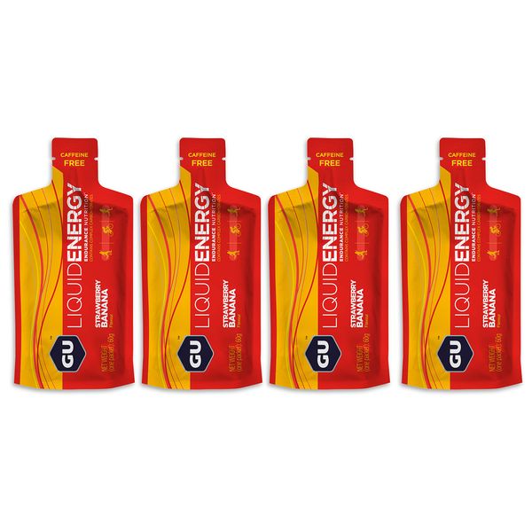 GU Energy Liquid Gels - 4 x 60g Gel Taster Pack - Sports Energy Gels for Running, Cycling, Triathlon (Strawberry Banana)