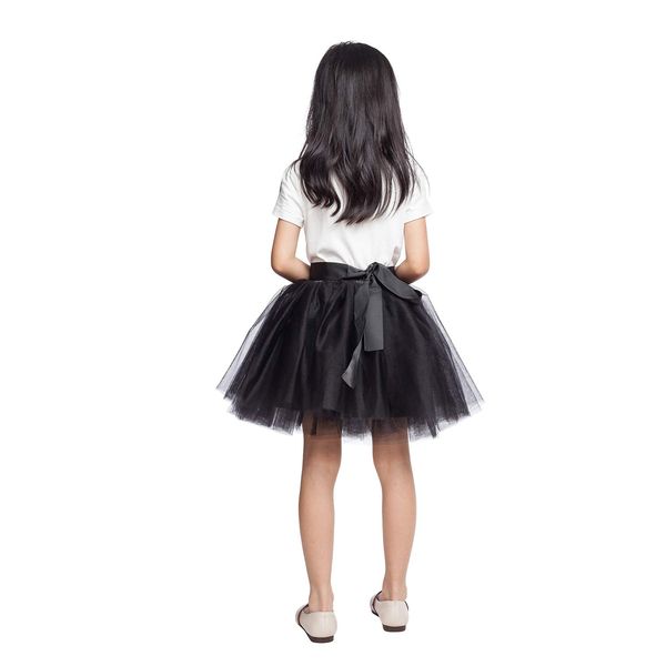 Little Girl Tutu Skirt A Line 7 Layers Tulle Skirt Party Princess Dance Tutus for Girls (3T -10T) Black