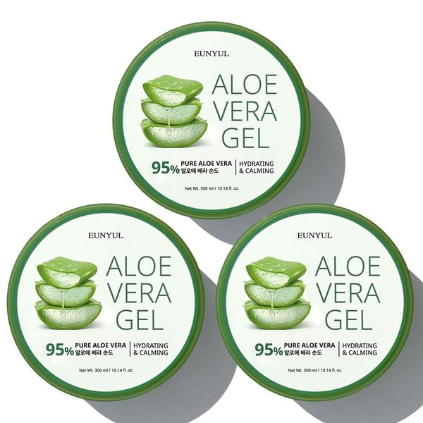 EUNYUL [PACK OF 3] Aloe Vera Soothing Gel 95% 10. 14 fl. oz. / 300ml X 3EA Korean Skincare, Soothing/Moisturizing, Aloe Vera Skin Care/Body Care, After Sunburn Soothing Gel