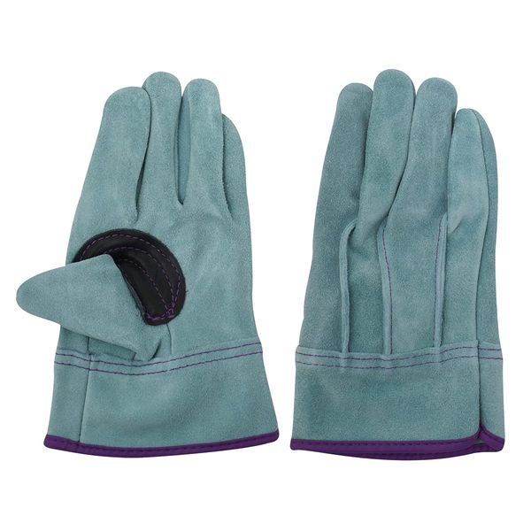 ACE AG4809 Green Work Gloves, Cow Split Gloves, Oil, Outer Seam, M Size, Basalt