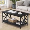 Farmhouse Style Coffee Table Rectangular Space Saving w/ Storage Shelf Black 39"