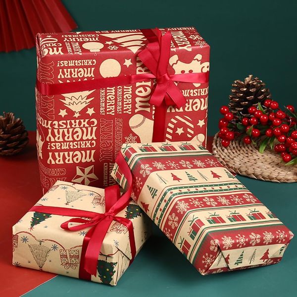Gift Wrapping Paper Xmas Christmas Present Classic Festive Traditional Pattern Design Giftwrap Pack 10 Sheets