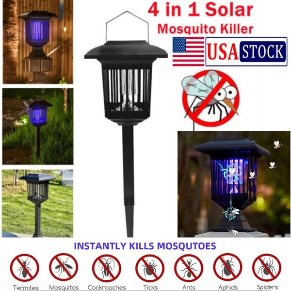 Solar LED Mosquito Zapper Fly Killer Outdoor Garden Decor Lamp Bug Insect Trap