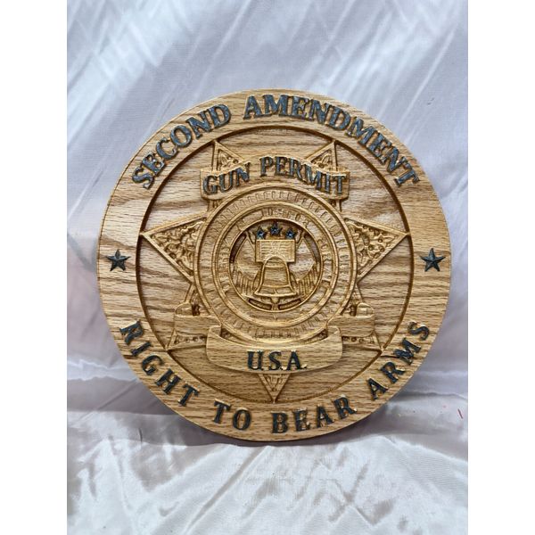 Handmade Second Amendment Right To Bear Arms Wood Sign, 10" x 10"