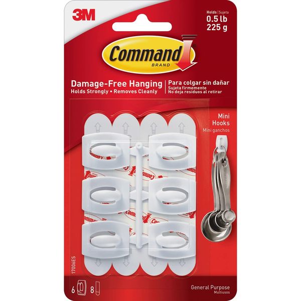 COMMAND MICRO MINI HOOKS SET OF 6 Max Weight 225G