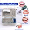 Annhua Denture Cup Bath Box Case with Mirror and Cleaning Brush, Dental Case with Brush Retainer Cleaning Case Mouth Guard Storage Soaking Cup Holder for Travel, Office, Household Use