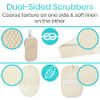 Vive Loofah Body Scrubber Set (3) - Back Scrubber for Use in Shower - Sponge Brush Pack for Exfoliating and Wash Back, Scalp, Face - Soft Luffa with Handle and Soap Holder - Men, Women, Elderly