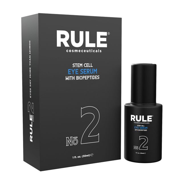 RULE Under Eye Serum for Dark Circles and Puffiness - Advanced Anti Aging Argan Stem Cell Serum Eye Bags Treatment for Men, Firm Lift & Reduce Wrinkles with BioPeptides Vitamin E Eye Gel Cream, 30ml