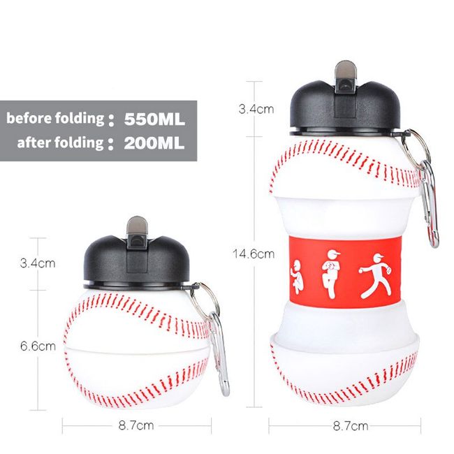 Sports Fold Water Bottle Football Basketball Tennis Leakproof