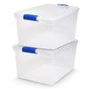 Homz 66 Qt Multipurpose Stackable Storage Bin with Latching Lids, Clear (2 Pack)