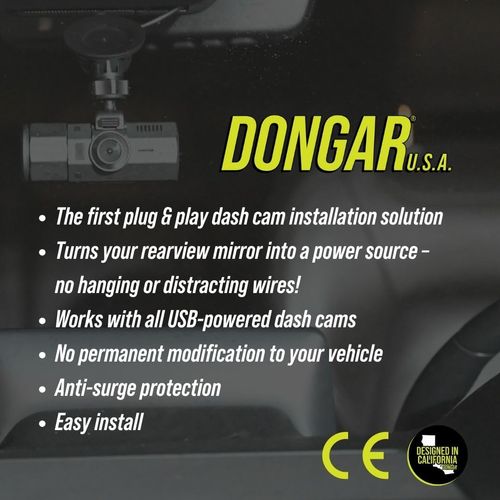 Dongar Dashcam Power Adapter (10-pin Type H) for Hyundai/Kia. Compatible with Select Models, Ioniq 5, EV6, and More. Connects to Rearview Mirror, Built-in USB Power Source, Easy to Install