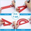 PATIKIL Triangular Ruler Set, 15cm Metric Aluminum Ruler, 45°60°Triangular Ruler and Protractor, 4 Packs, Purple