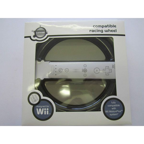DIXIETREE Replacement GameOn Wii/MotionPlus Compatable Black Racing Steering Wheel for Controller