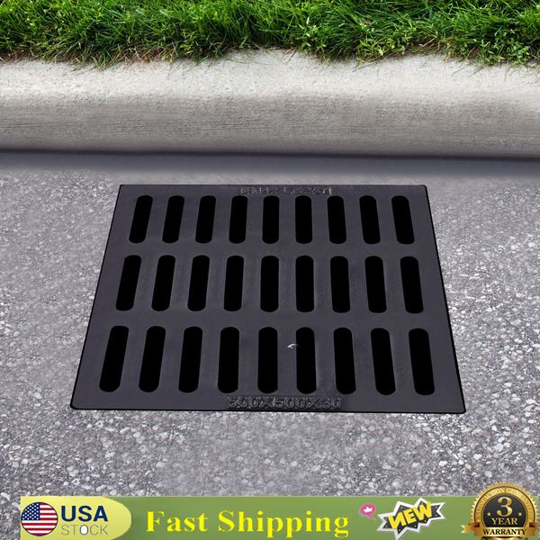 Outdoor Drain Cover, 19.7*19.7" Cast Iron Drain Sewer Grate for Catch Basin  A