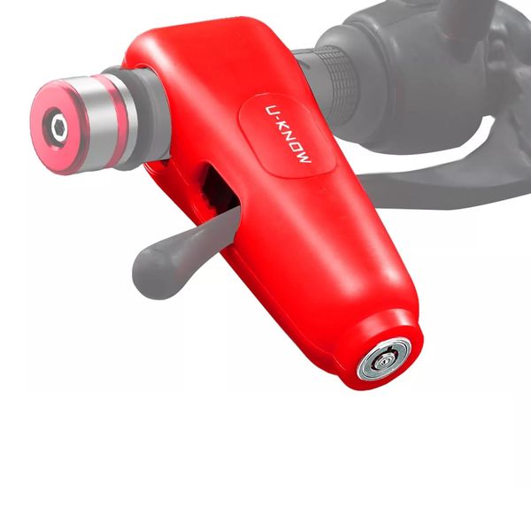 Motorcycle Scooter Lock Brake Alarm Handlebar Throttle Grip Security Red