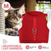 Breathable Mesh Cat Pet Harness Adjustable Escape Proof Jacket Chest Red Vest