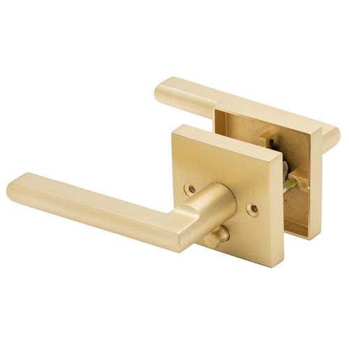 Linkaa Pivacy Door Lever Gold Stain Brass Lever Door Handle with Lock, Keyless Door Lock, Privacy Function Exterior/Interior Door Handles.