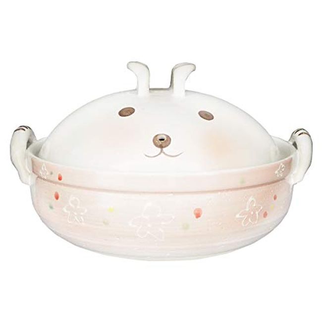 Oribe Flower Rabbit No. 9 Earthenpot, Earthenware, For 4 People, For 4, 5 People, For 6 People, For 6 People, Open Fire, Gas Stove, Oven, Microwave, Pottery, Pot Cooking