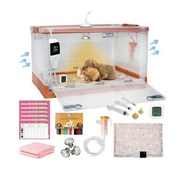 Puppy Incubator with Nebulization Accessory, Pet Incubator with Mat and Lamp,...