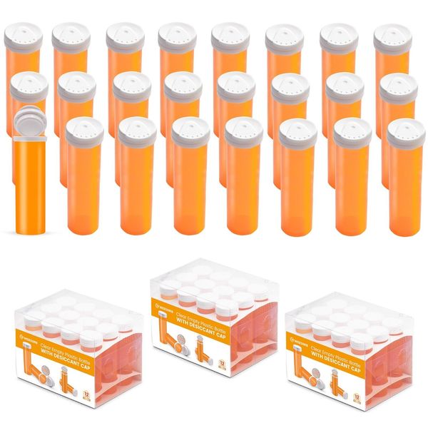 11 Dram 36pcs Empty Pill Bottles with Desiccant Caps Pharmacy Vial  Container